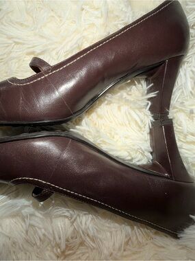 Vintage Madeline Brown Square Toe Mary Jane Heels-Minimalist